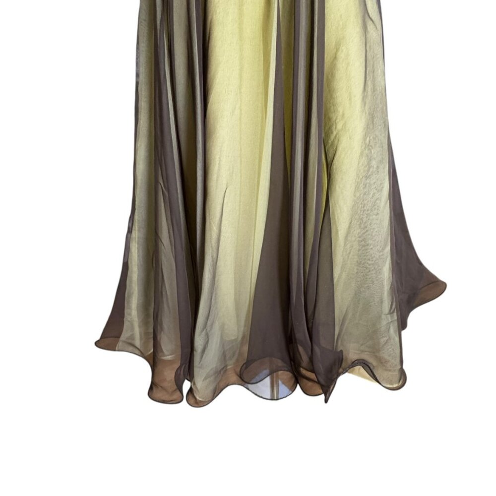 Vintage Miss Elliette 1960s Brown/Yellow Chiffon Cocktail Dress Size Custom(2) - Picture 6 of 11